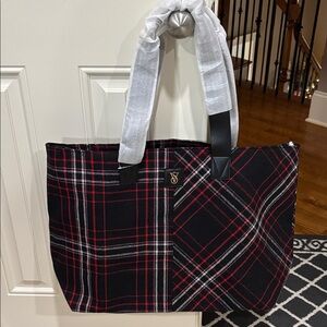 Victoria’s Secret Black and Red Plaid Tote Bag